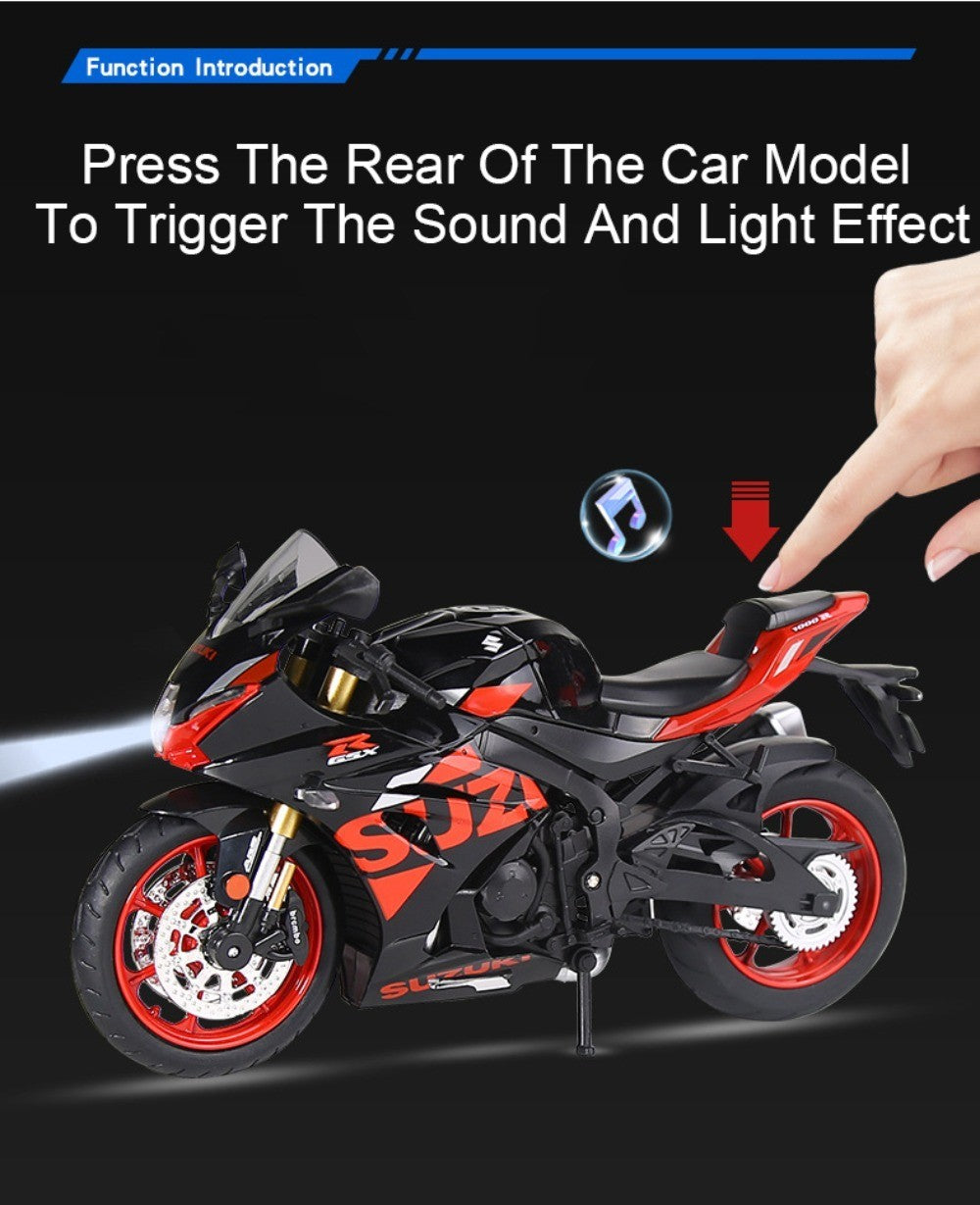 1:12 Suzuki GSX1000R R1250GS Alloy Diecast Toys Motorcycle Models Car with Light Shock Absorption Miniature Motorbike Boys Gifts