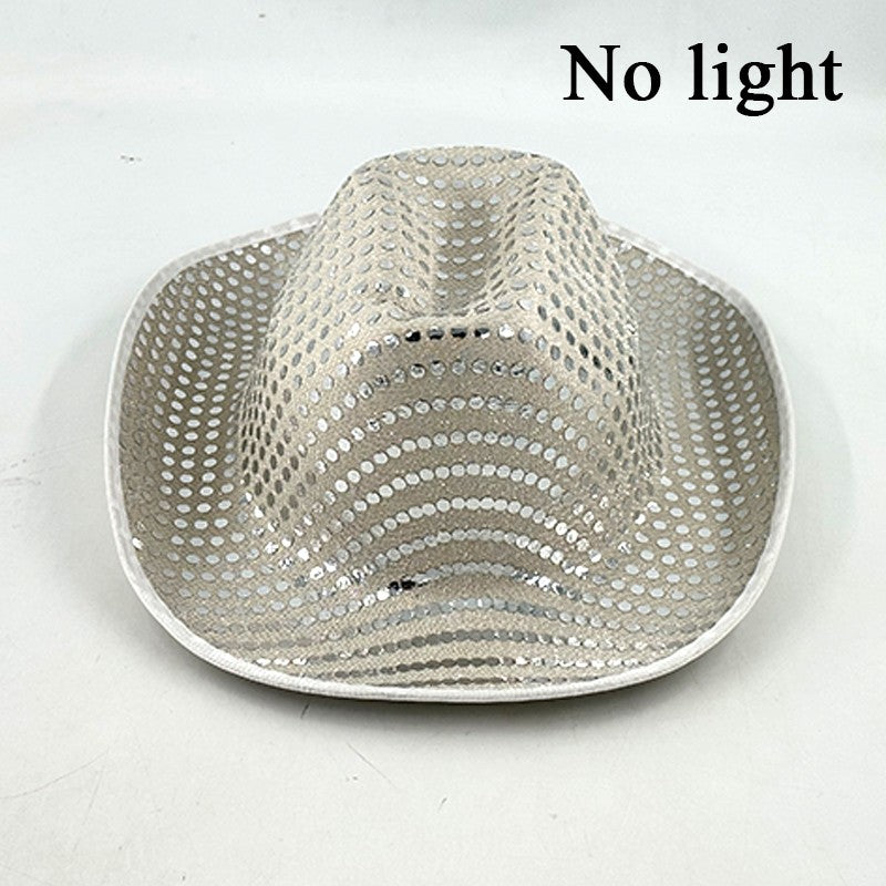 Wireless LED Western Cowboy Hat Light Up Cowboy Hat Disco Bride Pink Cowgirl Hat Concert NightClub Wedding Costumes Accessories