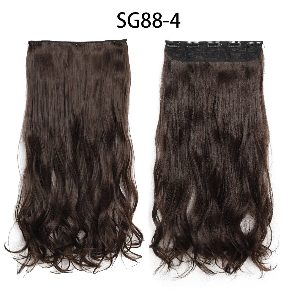 Synthetic Long Straight 5 Clip In Hair Extensions 22’‘ High Resistant Temperature Fiber Black Brown Blonde Hairpiece