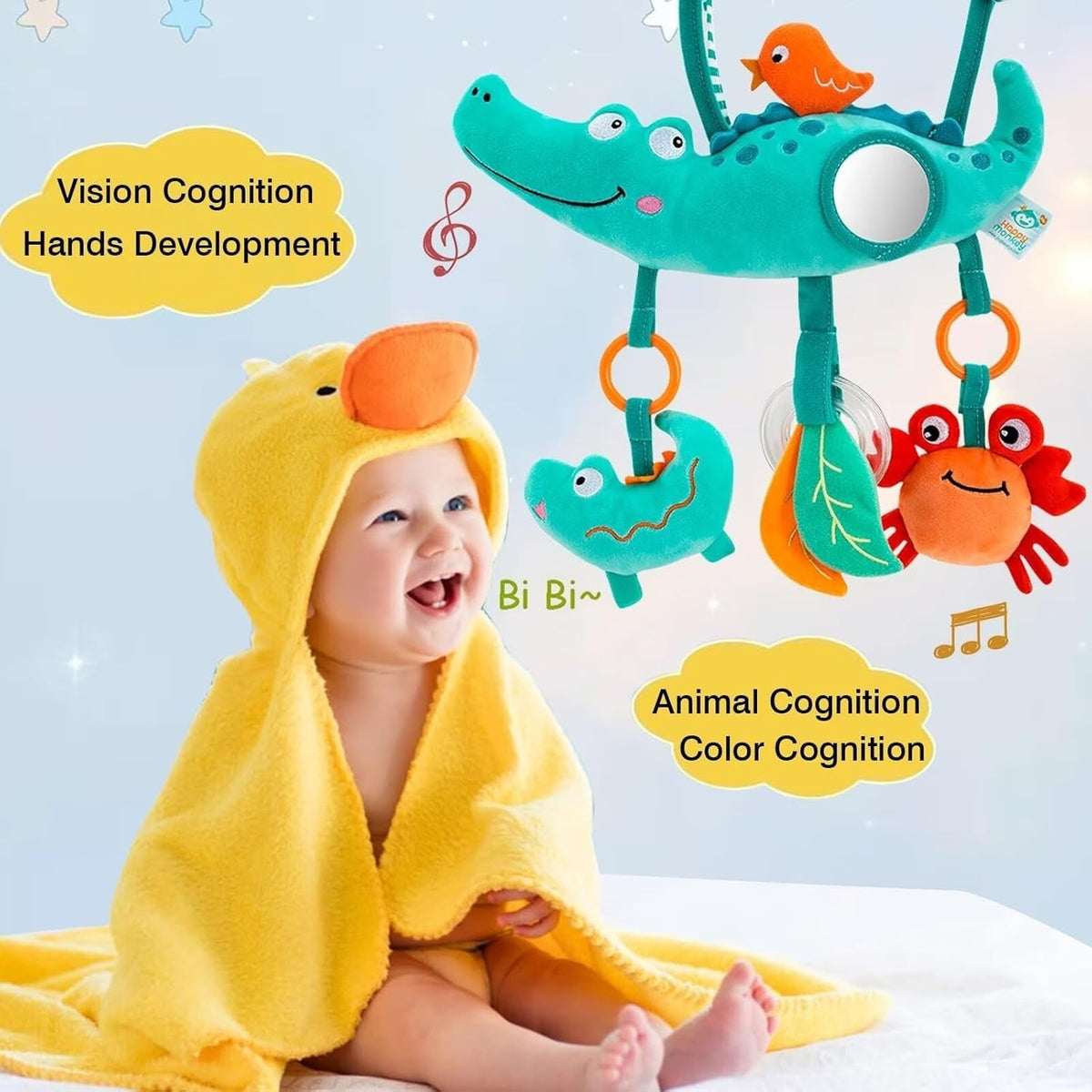 Baby Baby Stroller Arch Toys Car Seat Activity Hanging Toy Infant Soft Plush with Sound Wind Chimes Dolls for Babie Newborn Gift
