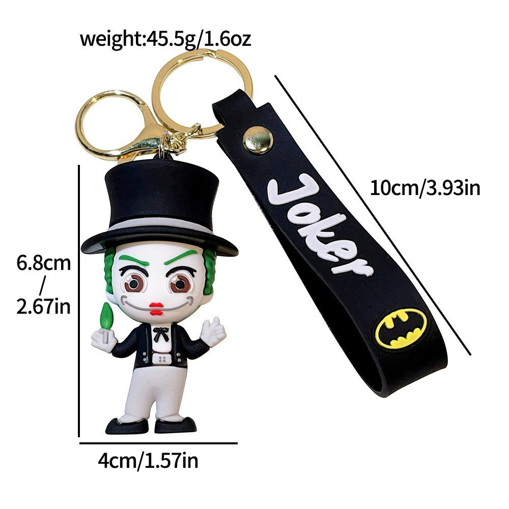Anime Harley Quinn cartoon Marvel Batman Joker image doll bag keychain cute pendant Wonder Woman car accessories keychain