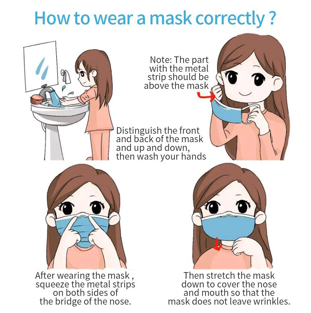 Fast Delivery Mascarillas Mask Disposable Non Wove Meltblown Cloth 3Layer Ply Filter Mask Mouth Face Mask Breathable Masque Mask