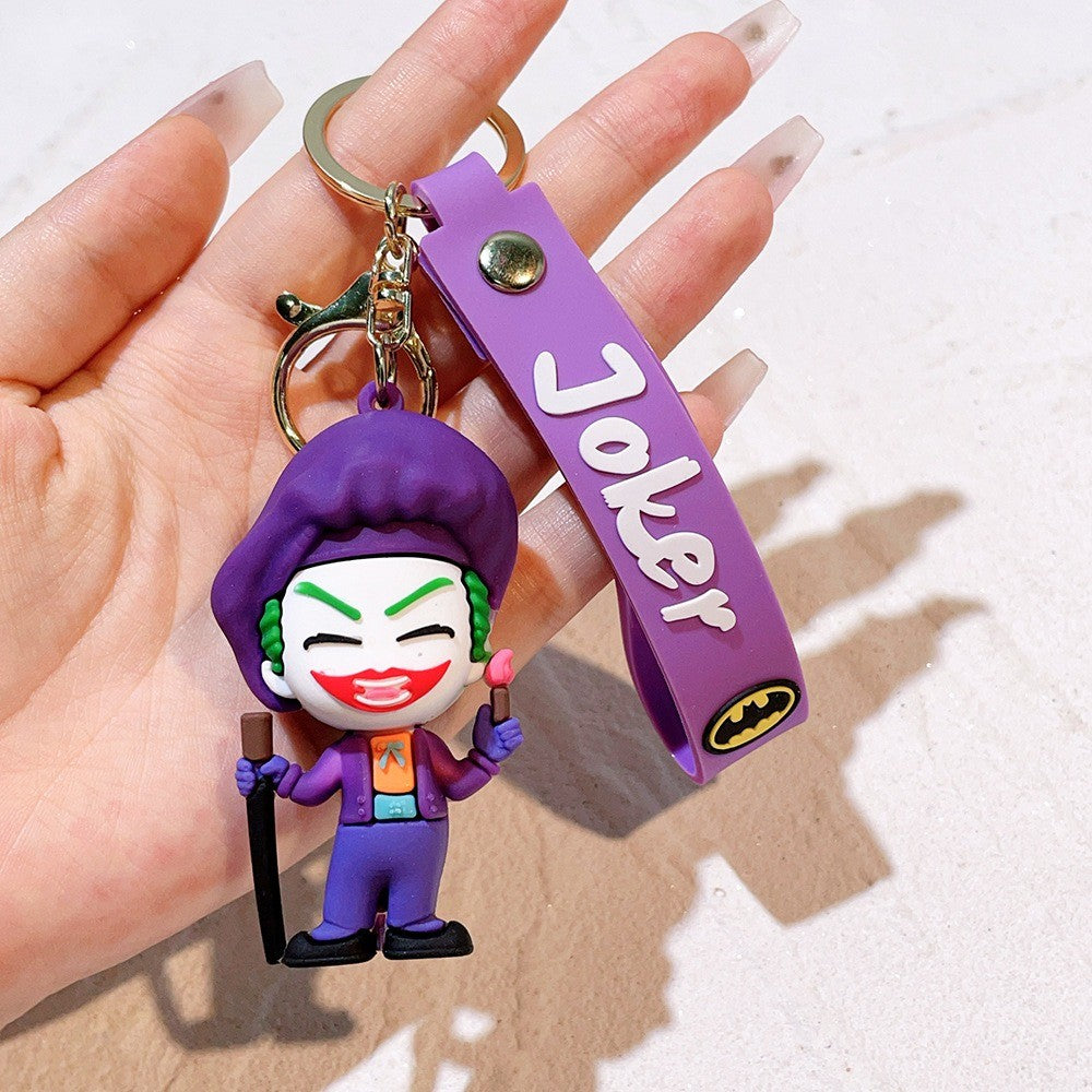 Anime Harley Quinn cartoon Marvel Batman Joker image doll bag keychain cute pendant Wonder Woman car accessories keychain