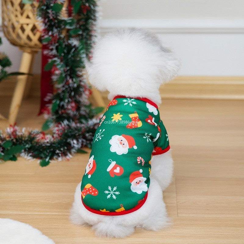 Puppy Dog Christmas Clothes Soft Cat Clothes T-shirt Cute Christmas Tree Pet Clothing for New Year Warm Clothes Costume Yorkies