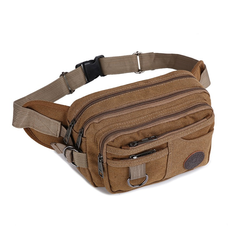 Men's waist bag, travel bag with adjustable shoulder straps, ideal for outdoor hiking and camping
