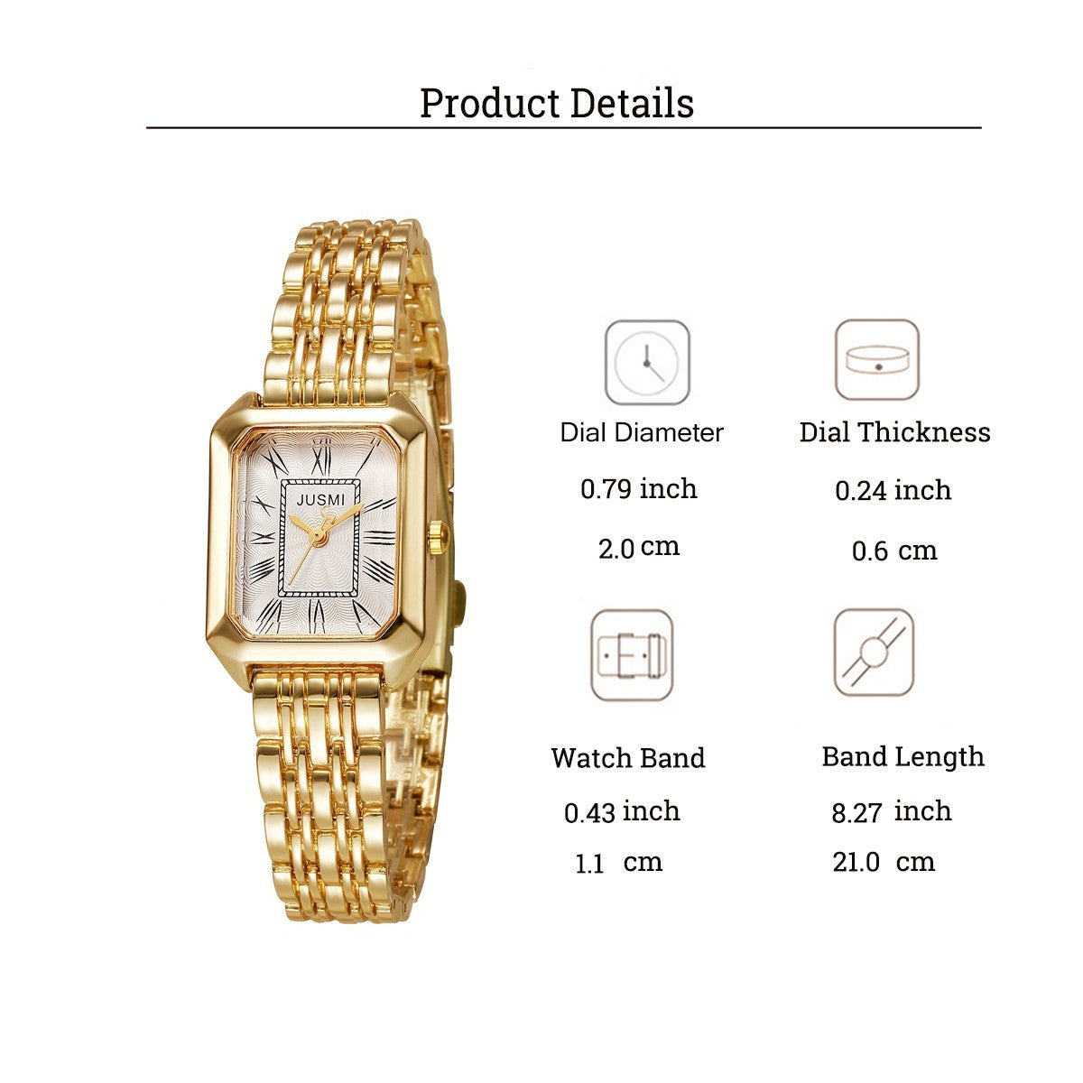 Light Luxury Fashion All-match Square Roman Graduated Quartz Women's Watch for Christmas and Halloween Holiday Gifts
