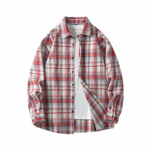 Men Shirt Plaid Flannel Long Sleeve Oversized Loose Cotton Casual Male Youth Comfortable Soft Fall Streetwear Formal Dress Shirt