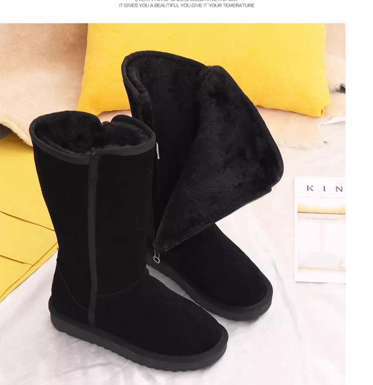 Women Classic Ladies Girls Winter Snow Boots 2024 Waterproof Warm Genuine Leather Fur Australia Plus Velvet Knee High Winter