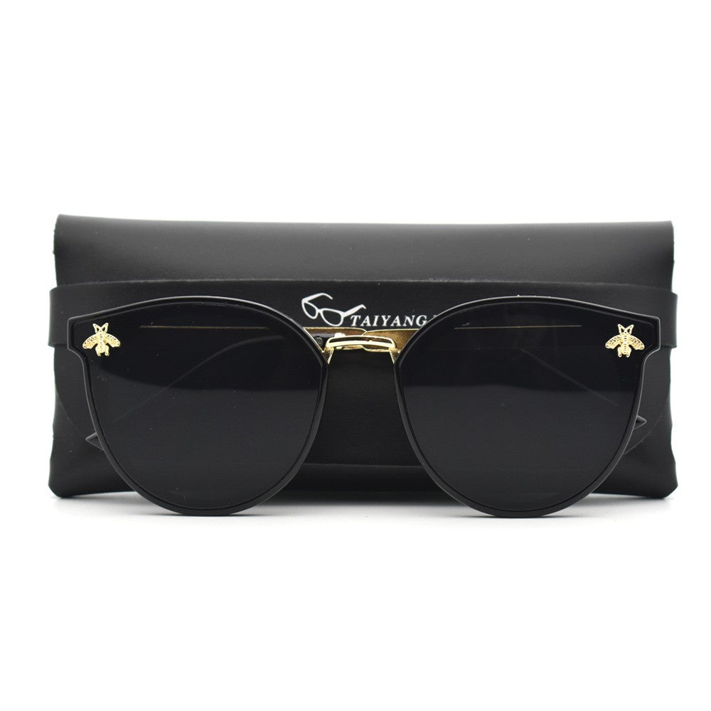 Trendy Luxury Bee Round Sunglasses For Women Men Fashion Mirror Gradient Vintage Sun Glasses Retro Driving Eyewear UV400 Oculos