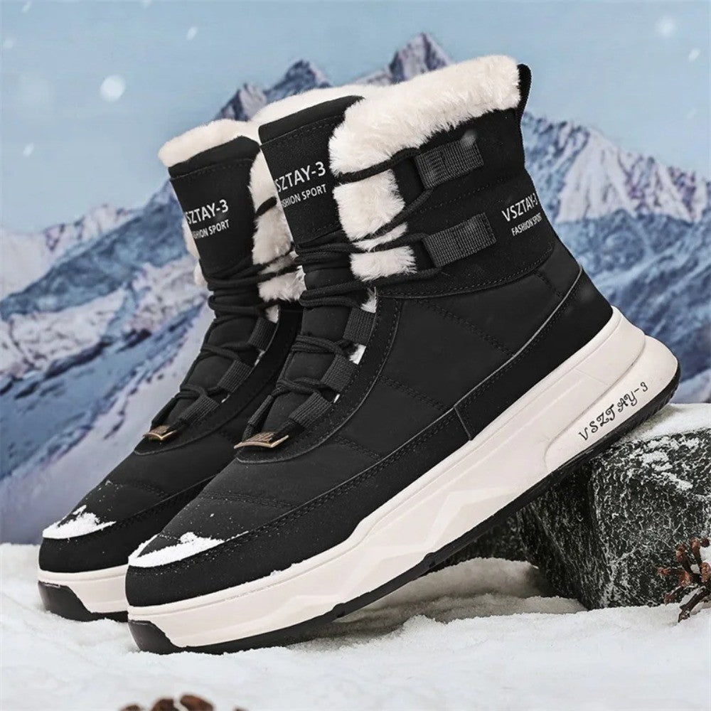 Men's Winter Plus Velvet Warm High-top Down Bread Shoes Waterproof and Non-slip Cotton Shoes Men's Big Boots==bottes Pour Hommes