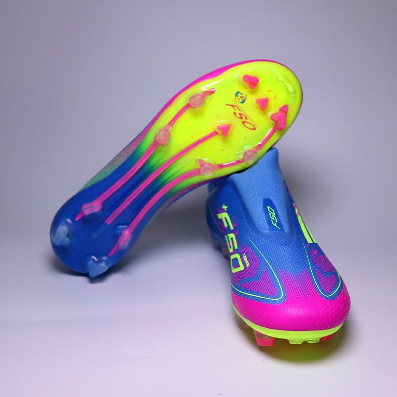SLIP-ON Mens Soccer Shoes Non-Slip Turf Soccer Cleats for Youth Without-Lace TF/FG Training Football Boots Chuteira Campo 35-45