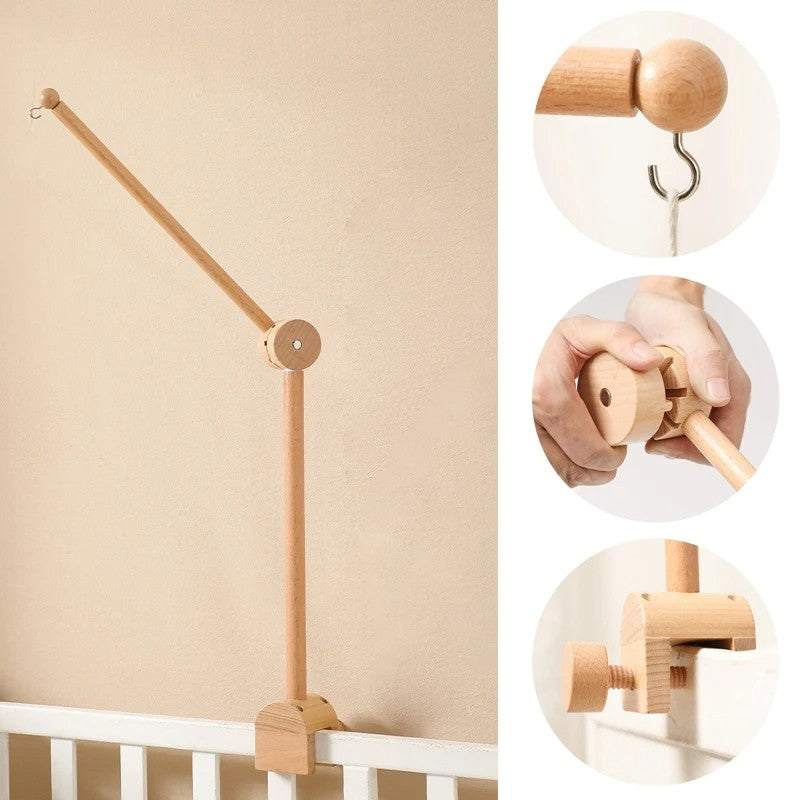 Crib Bell Rotary Music Box with Songs 0 12 Months Baby Bed Hanging Bell Toy Motor Accessory Pendant Toy Nursery Plays Wood Grain