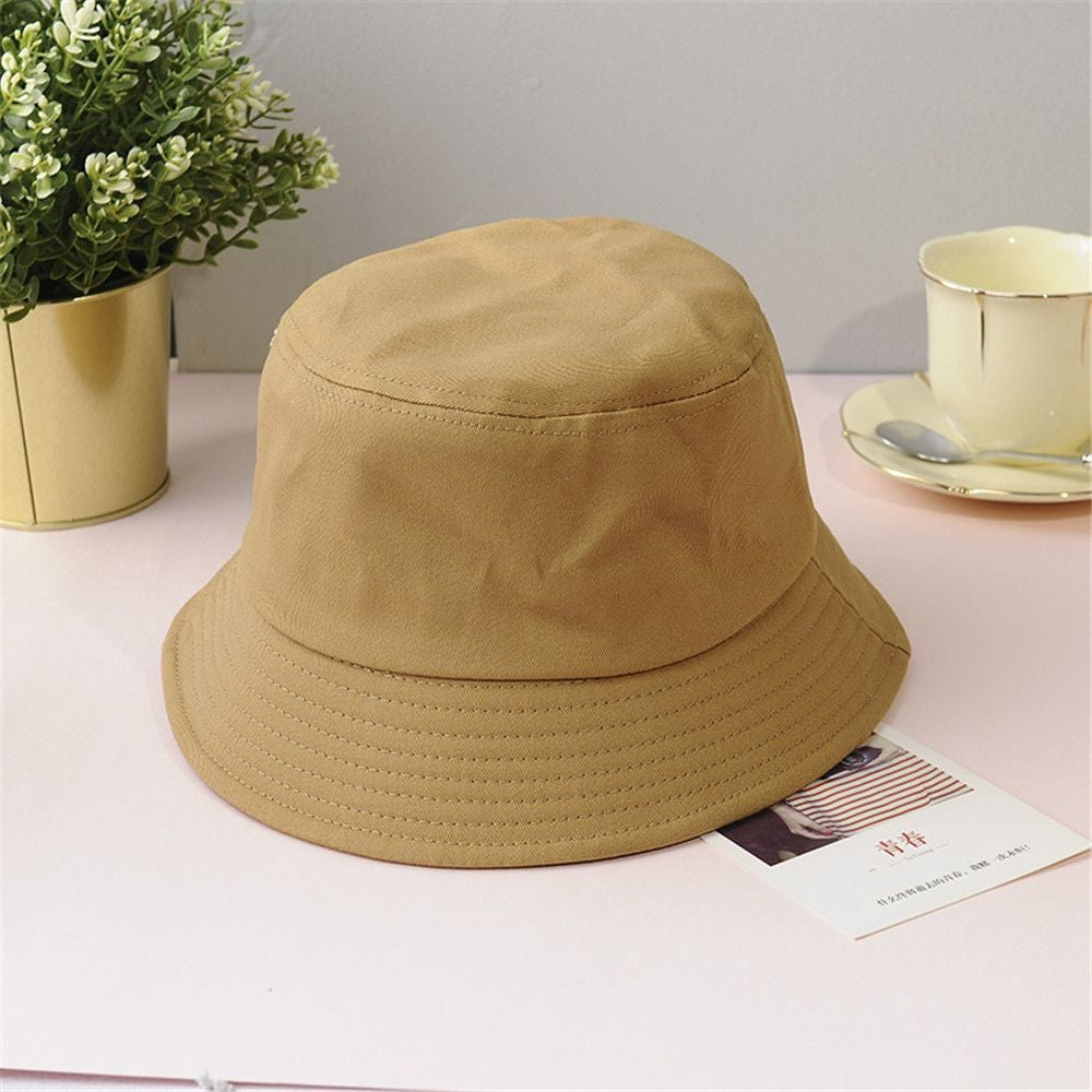 Cotton Summer Foldable Bucket Hat Unisex Women Outdoor Sunscreen Hat Pure Color Fishing Hunting Cap Men Basin Chapeau Beach Cap