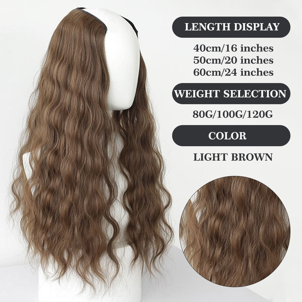 Ocelot 16-24 inch synthetic wavy hair extension wig natural water ripple women's hair accessories hair extension long curly hair