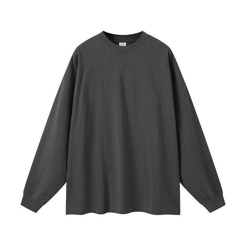 100% Cotton White Long sleeve T-shirt Men Autumn 2025 New Solid color High quality Loose Casual Black Tee Y2k Top Men clothing