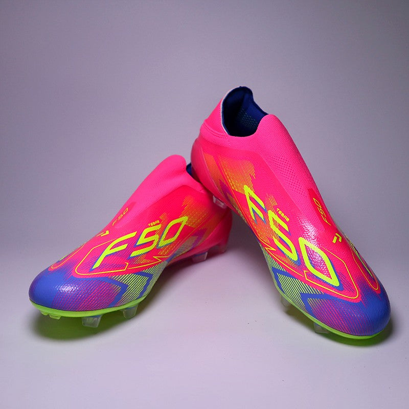 SLIP-ON Mens Soccer Shoes Non-Slip Turf Soccer Cleats for Youth Without-Lace TF/FG Training Football Boots Chuteira Campo 35-45