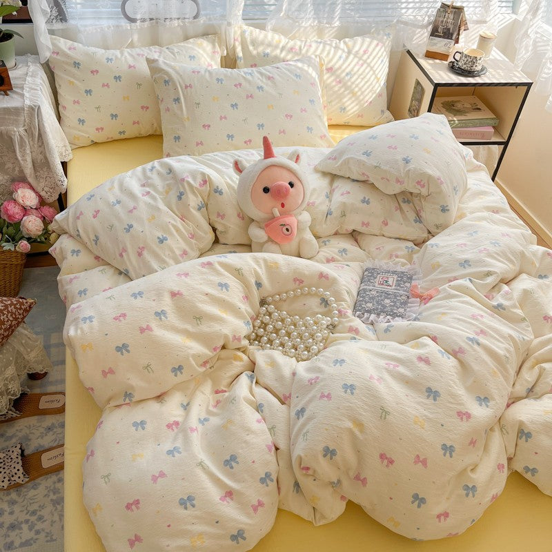 Cute Duvet Cover Set 3-Piece Breathable Ultra-Soft Bedding Set with 1 Duvet Cover and 2 Pillowcases, Sweet Girly Bed Set Decor