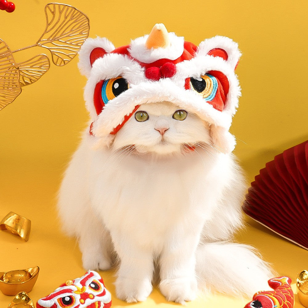 Pet New Year's Tiger Head HatAutumn and Winter Warm Dogs and Cats Funny Transform Headgear Headwear Supplies