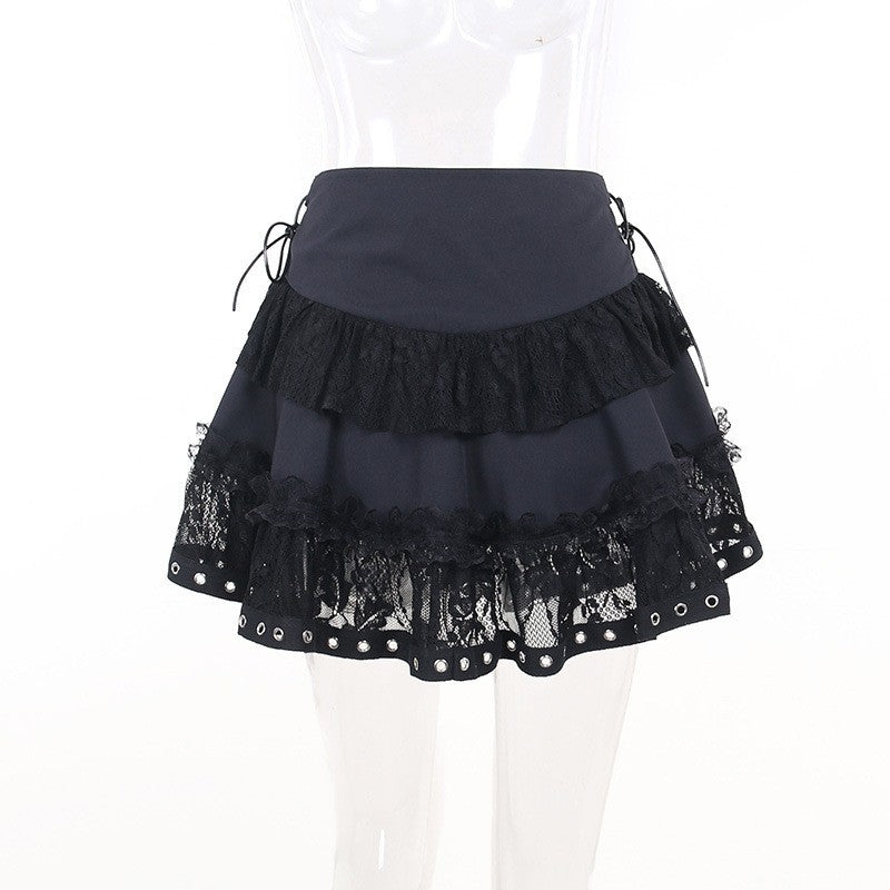 Zipper Front Women's Punk Vintage High Wasit Skirt Japanese Style Kawaii Black Harajuku Gothic Skater Cosplay Mini Skirts