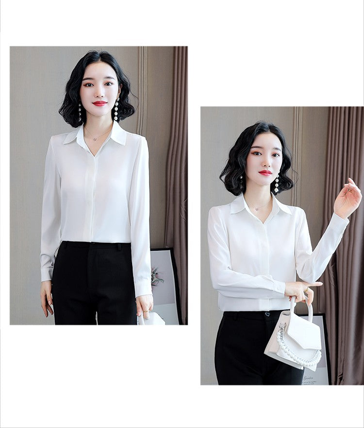 Women Silk Office Shirt 2025 Fashion Long Sleeve Casual Female Tops Elegant Ladies Vintage White Satin Blouses Shirts Oversized