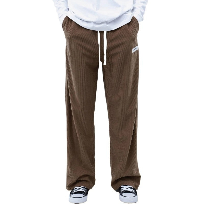 Mens Corduroy Joggers Pants Casual Cargo Pants Drawstring Elastic Waist Baggy Tapered Sweatpants with Pockets Outdoor Sweatpants