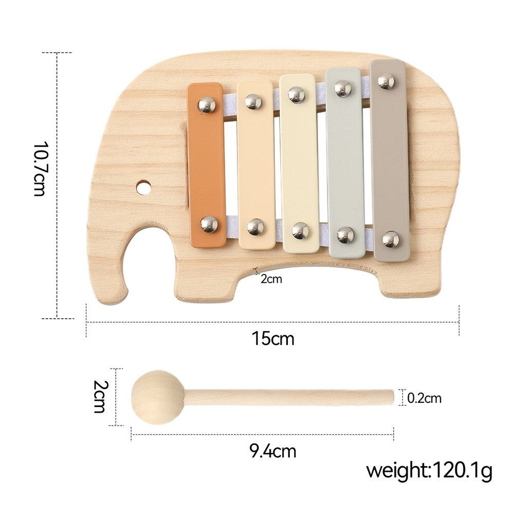 1pc Baby Wooden Rattle Wooden Elephant Xylophone Baby 0 3 Years Toys Make Sound Toys Music Rattle Wooden Kids Instruments Toys