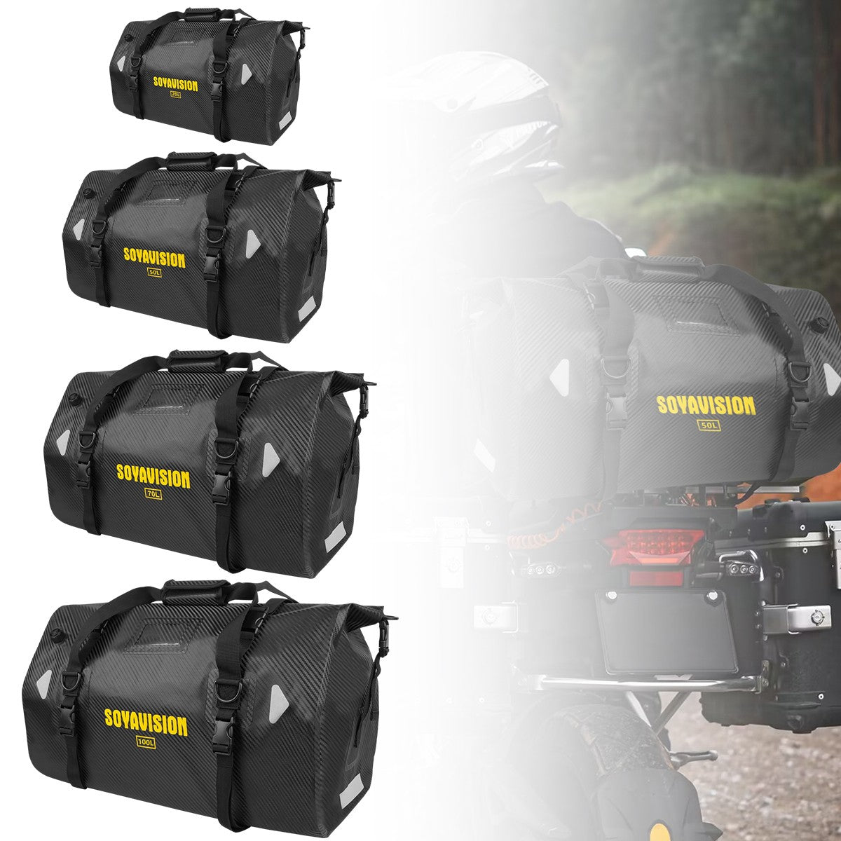 Universal Motorcycle Waterproof Tail Bags Back Seat Bags Cycling Camping Travel Bag Motorbike Scooter Sport Luggage Pack 66L 40L