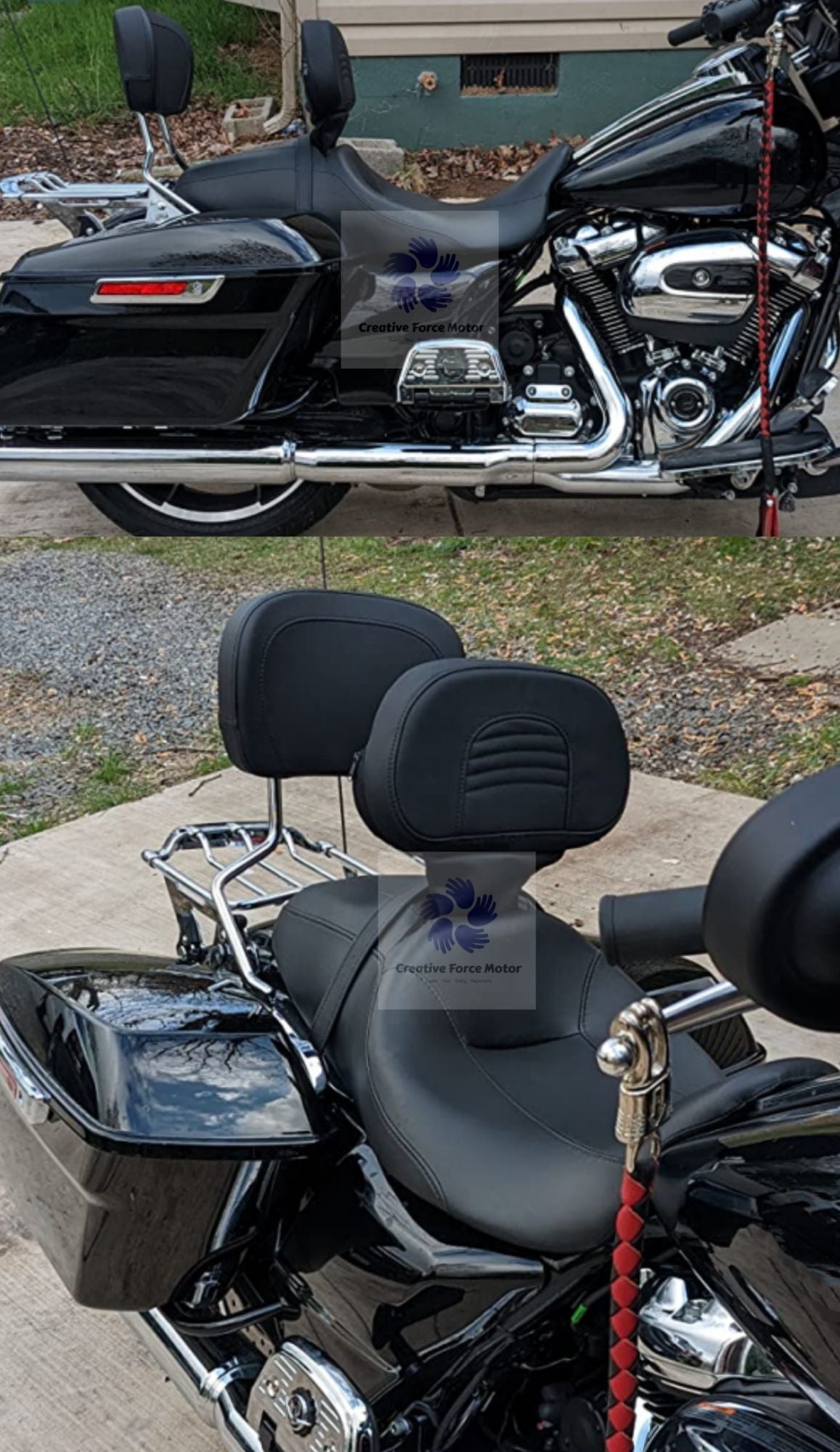 Motorcycle Adjustable Front Driver Rider Backrest Pad Mounting For Harley Touring CVO Road King Electra Street Glide FLTRX 09-24