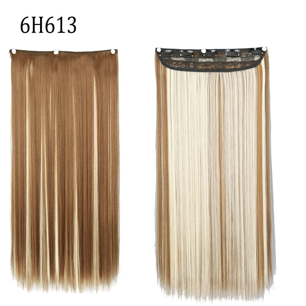 Synthetic Long Straight 5 Clip In Hair Extensions 22’‘ High Resistant Temperature Fiber Black Brown Blonde Hairpiece