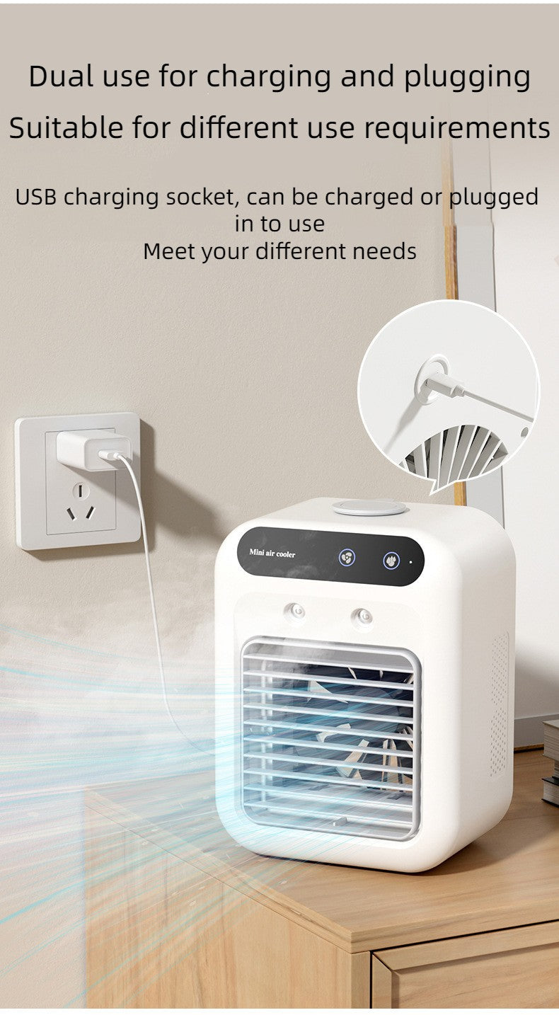 USB Desktop Fan Water tank Mini Air Cooler Portable Personal Cooling Device 1800mAh Lithium Battery Low Voltage Operation Fan