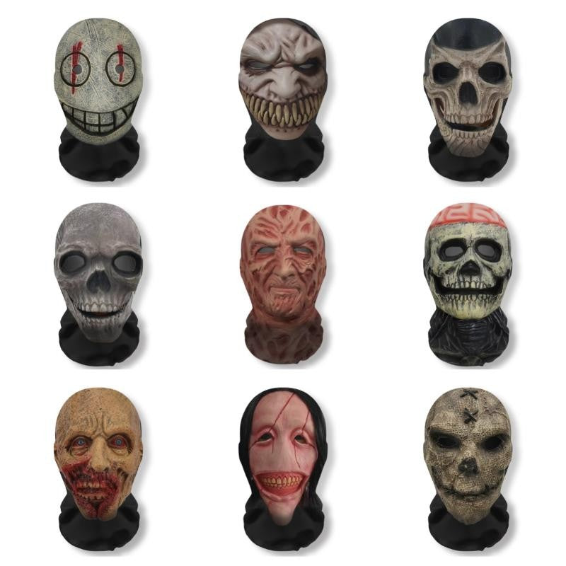Halloween Ghost 3D Printed Mask, Stretchy Mesh Full Head Accessory, Fun Horror Cosplay Party Halloween