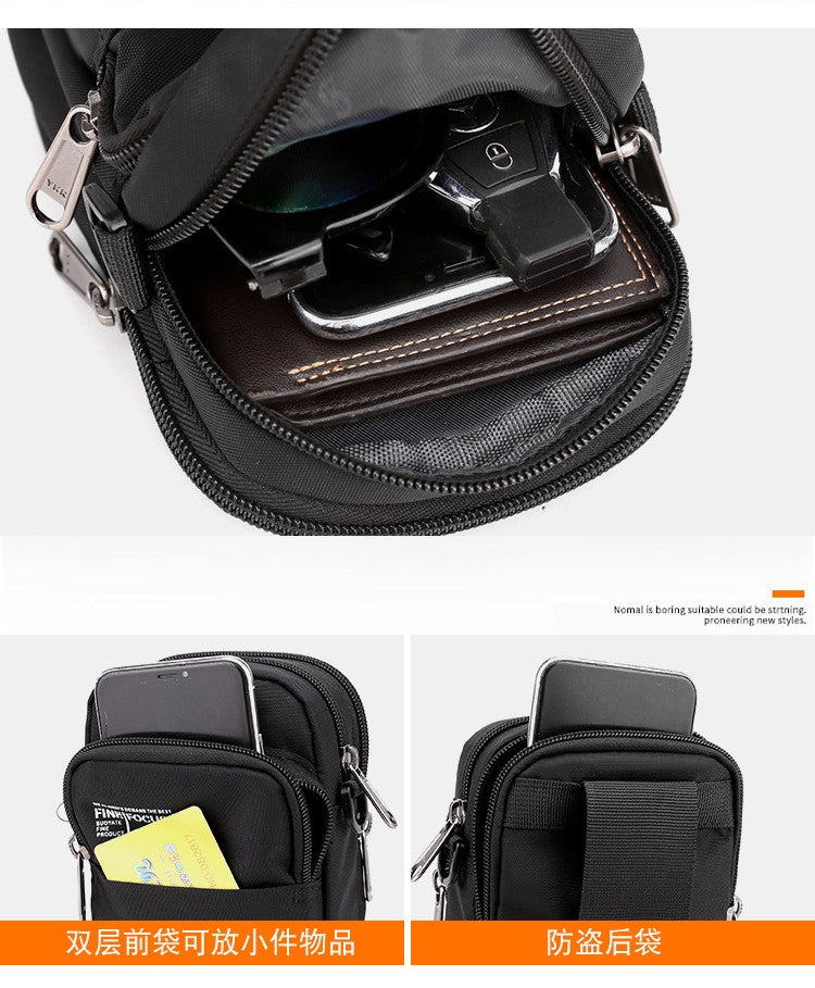 Fashion 3 Layers Men Small Shoulder Bag High Quality Durable Nylon Male Handbag Portable Messenger Bag Flap Mini Waist Bag
