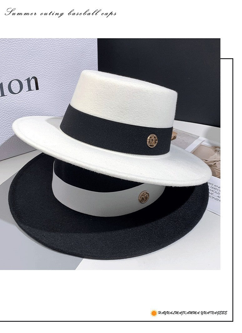 Fedora Hats for Women Flat Top Fashion Elegant Bowler Dress Caps Panama Church Wedding Ribbon Band Hat Men Felt Jazz Hat