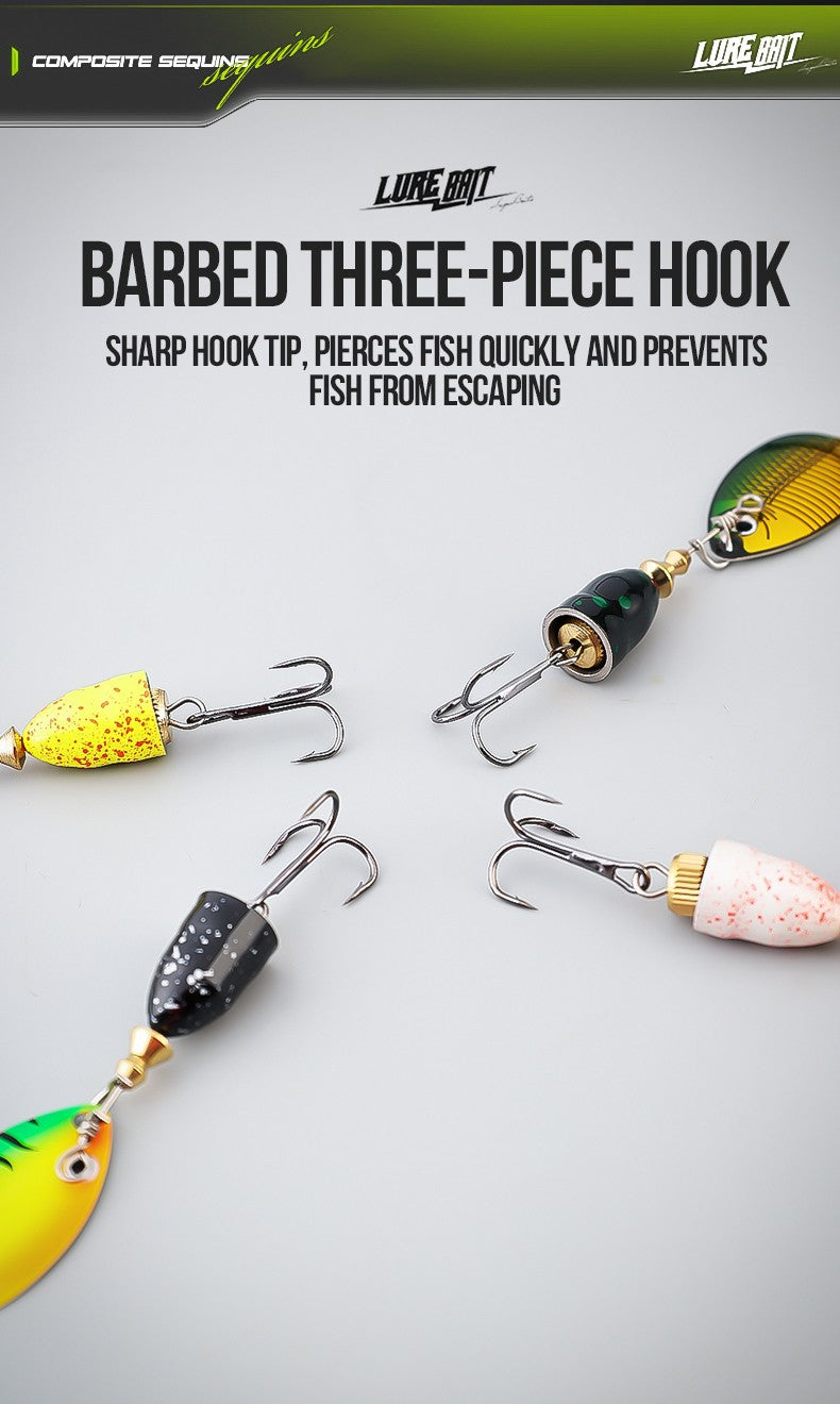 Metal laser rotating composite glitter noise lure bait, fake bait, lure bait, fishing gear swing artificial bait, hard bait