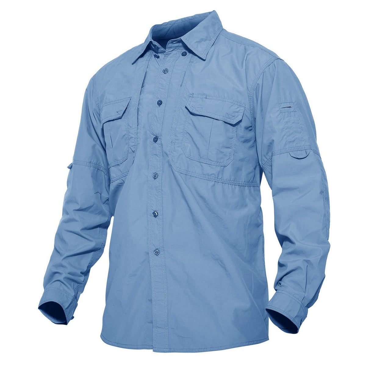 TACVASEN Mens Long Sleeve Shirts Summer Lightweight Quick Drying Shirt Hiking Nylon Shirts Long Sleeve Outdoor Work Cargo Shirts
