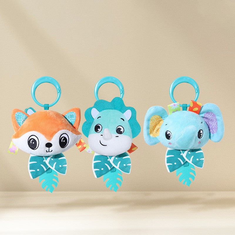 Baby Toy Cartoon Animal Stuffed Hanging Rattle Toys Baby Bed Crib Car Seat Travel Stroller Soft Plush Toys with Wind Chimes Gift