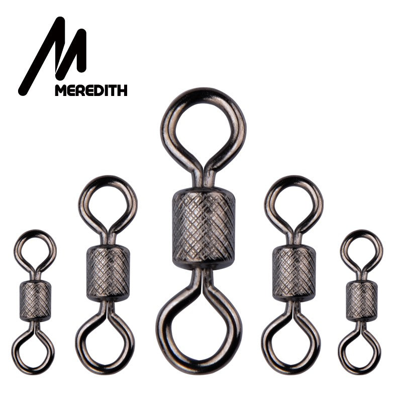 Meredith 50PCS/Lot Fishing Swivels Ball Bearing Swivel with Safety Snap Solid Rings Rolling Swivel for Carp Fishing Accessories