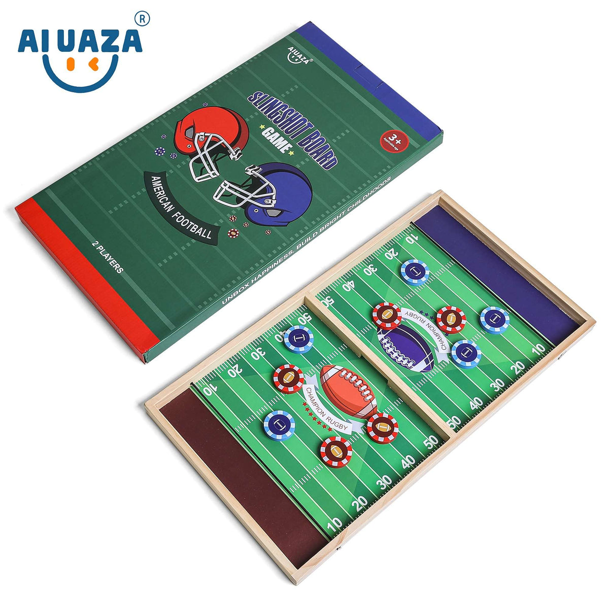 AIUAZA Rugby Fast Classic Slingshot Puck Game Wooden Air Hockey Board Games for Family Game Night or Friends Party,Table Games