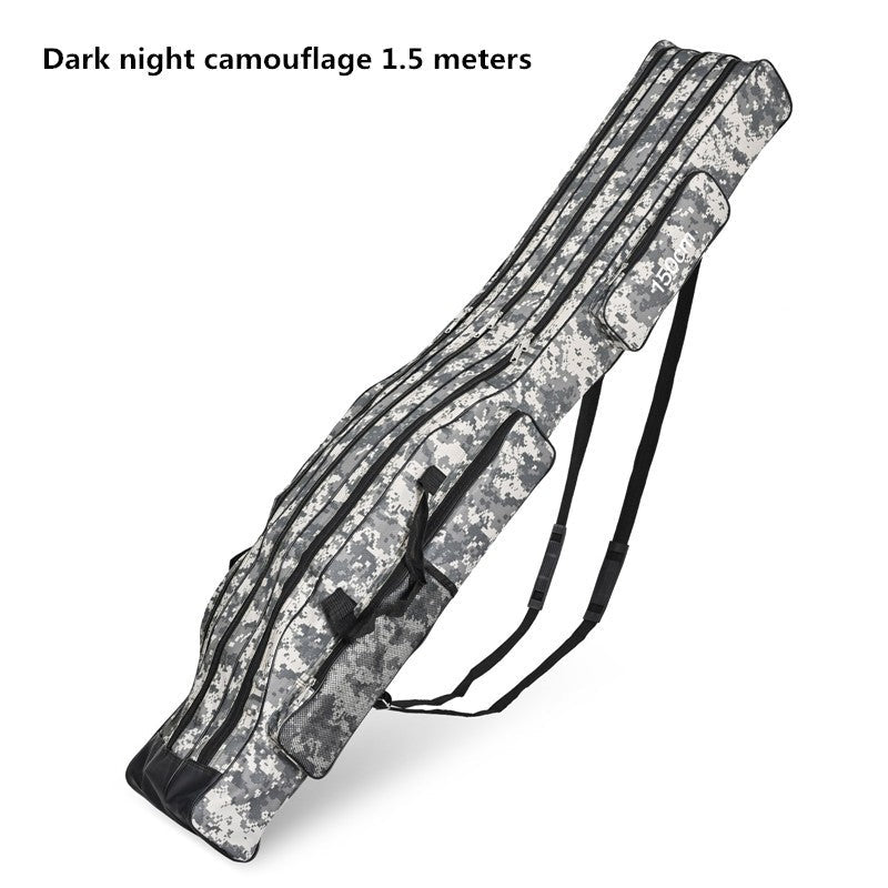 1.2m/1.5m three-layer foldable large belly sea fishing bag, double shoulder fishing rod bag, tool kit for outdoor storage