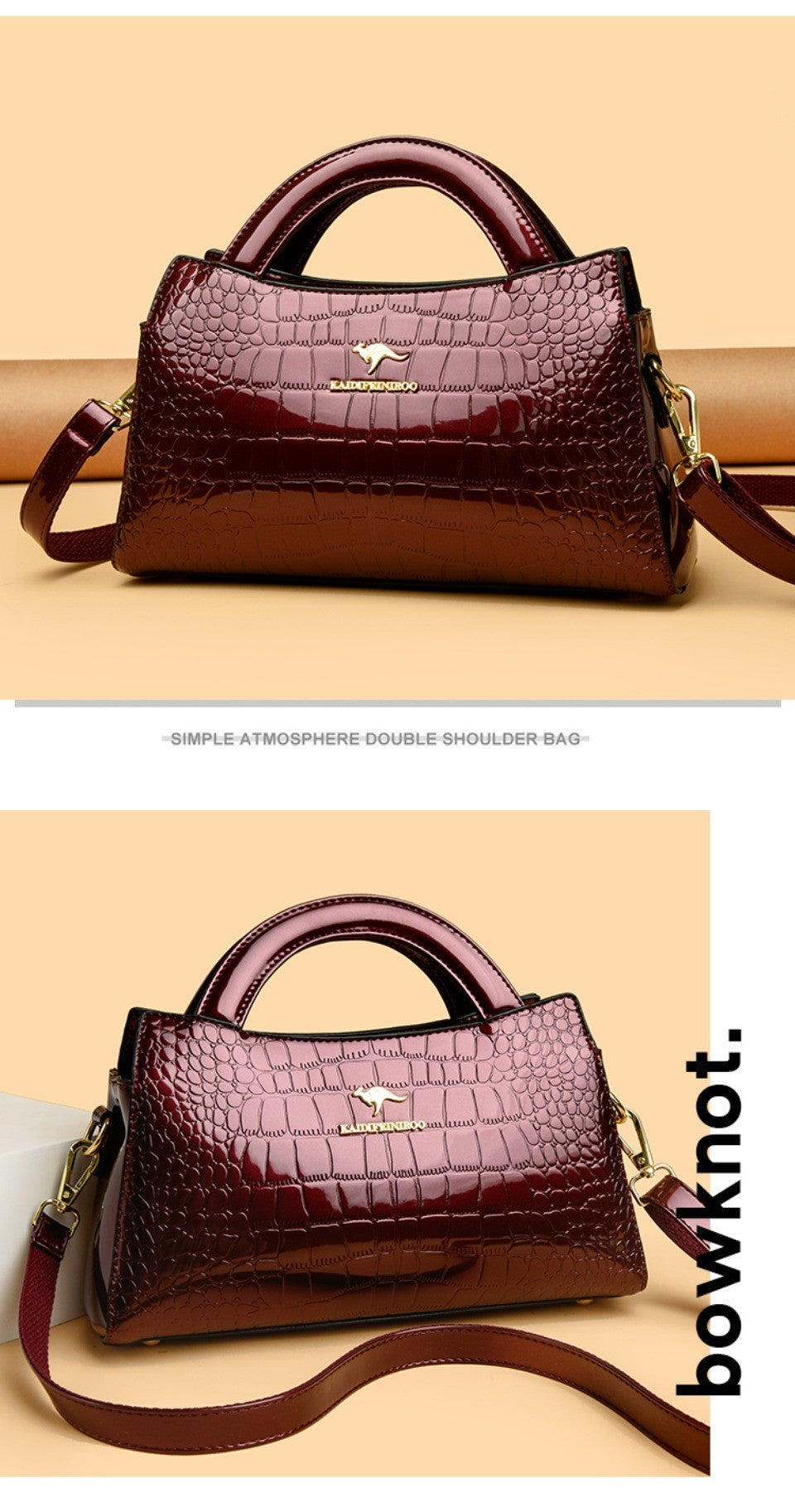 KAIDIFEINIROO Kangaroo Brand Alligator Pu Leather Shoulder Crossbody Bag Clutch Hand Bags for Mother Small Women Handbags New