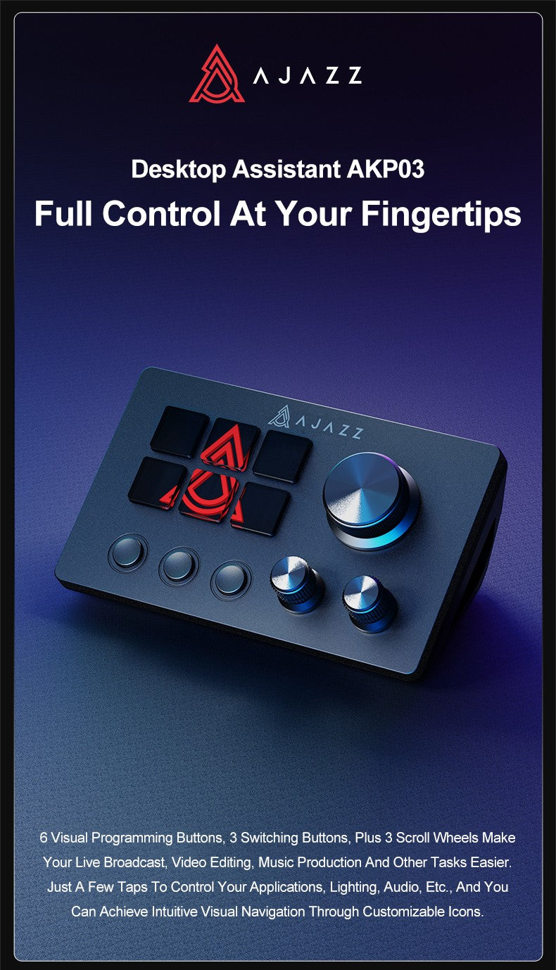 Ajazz AKP03E Desktop Helper Desk Console Panel Controller Programmable Macro Custom Button Mini Keyboard For Multiple Scenario
