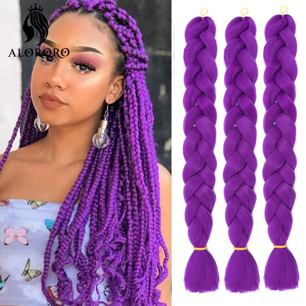 Alororo Synthetic Jumbo Braid Hair 82 Inch African Fake Hair High Temperature Fiber Puple Red Braiding Hair Extensions for Women