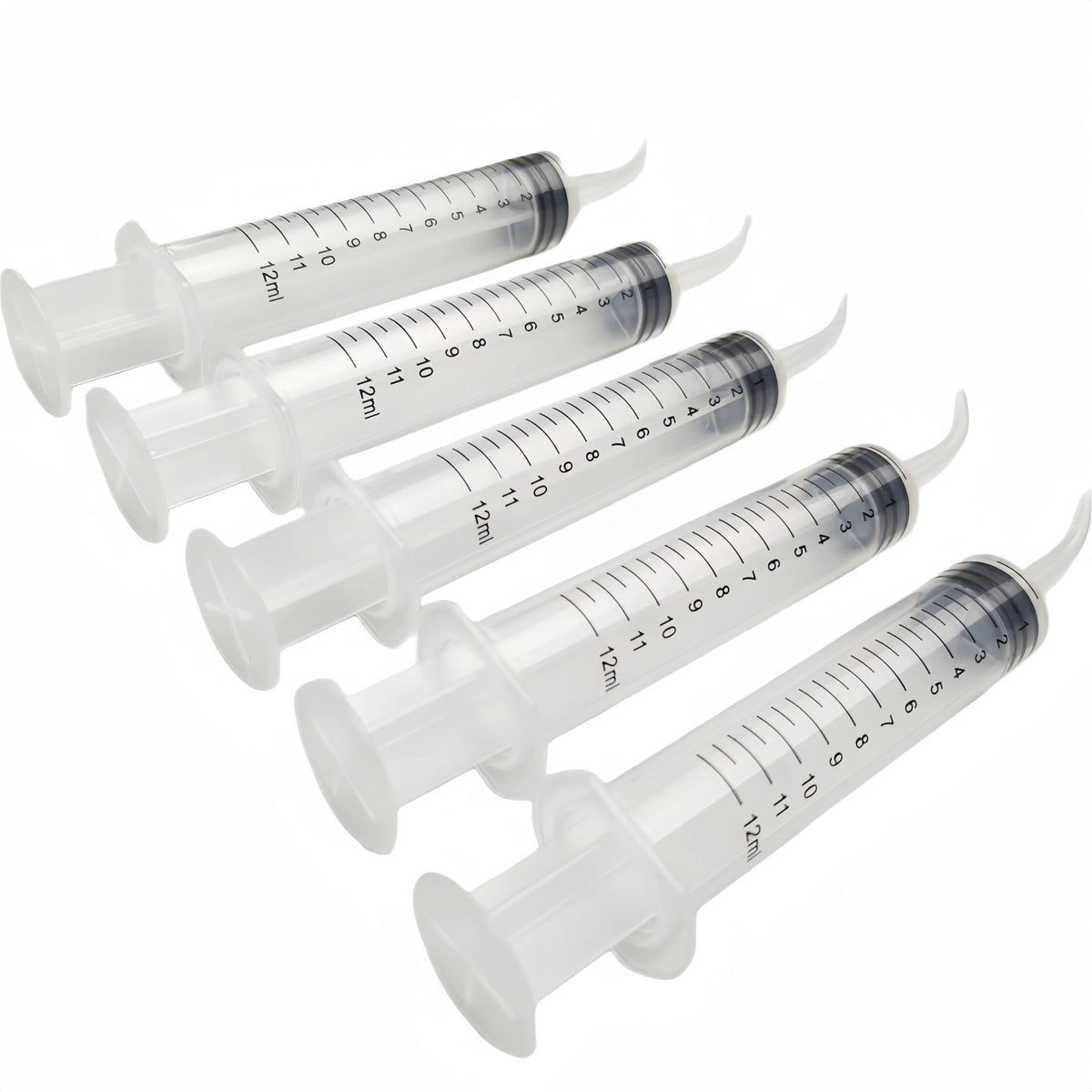 NIGF 5Pcs Disposable Plastic Dental Elbow Irrigation Syringe Teeth Flushing Injection Impression Dental Syringe With Curved Tip