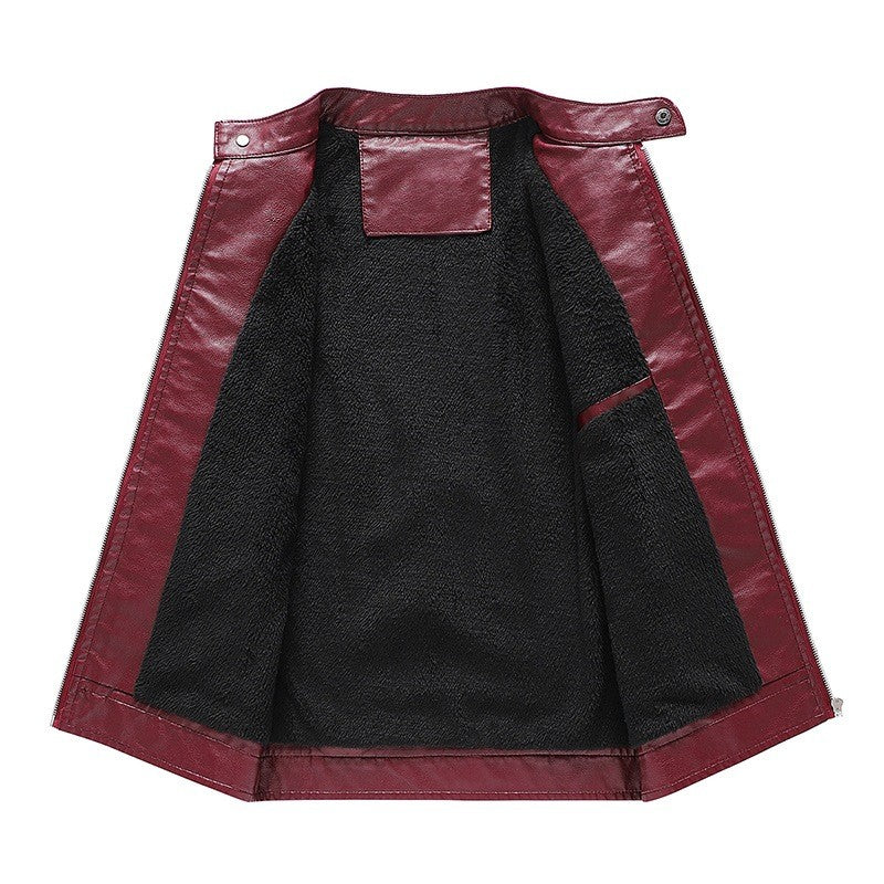 Mens Vintage Motorcycle Jacket 2023 Men Fashion New Biker Leather Jacket Male Embroidery Bomber Coat Winter Fleece Pu Overcoat