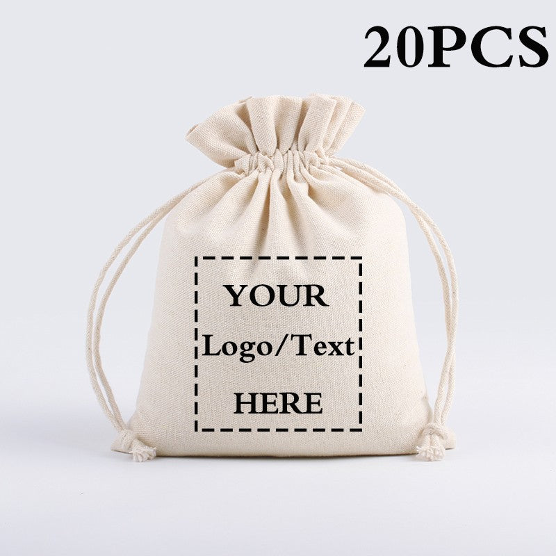10/20pcs LOGO Custom Cotton Storage Drawstring Anti-Dust Bag for Home, Party, Eid, Easter, Christmas gifts package