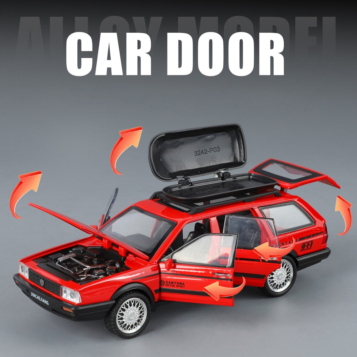 1:32 Scale VolksWagenwerk Santana Wagon Alloy Diecast Model Decorative Trendy Ornaments For Friend Gift Sound And Light Toys