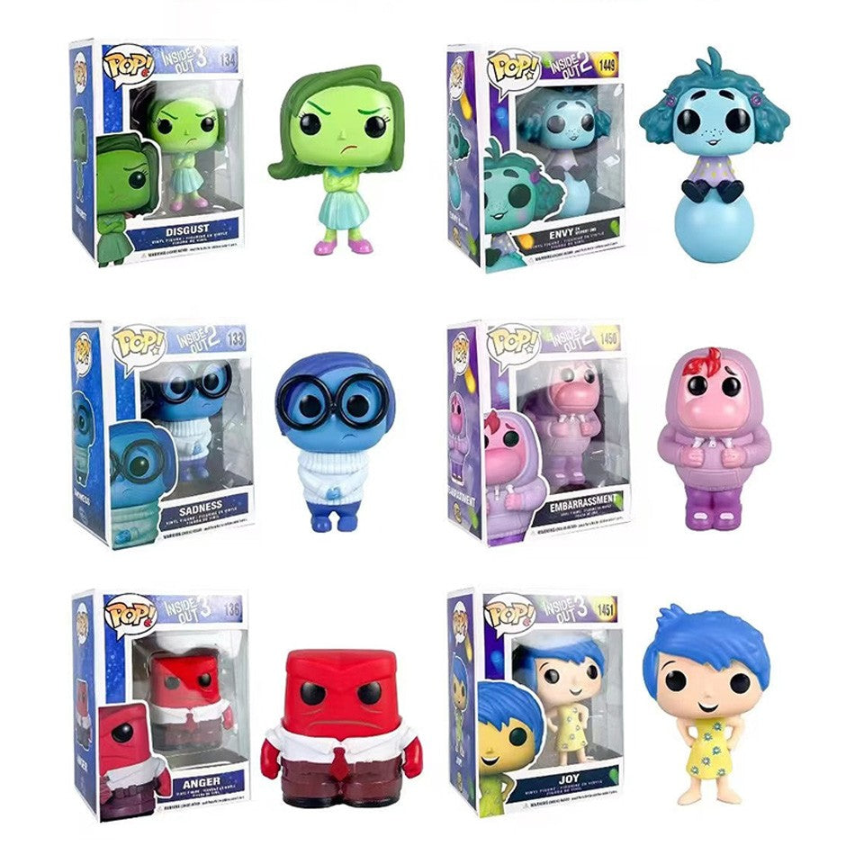 Anime inside out 2 Joy Anxiety Anger Sadness Disgust Fear POP Figure Action Toys Cartoon Movie PVC Doll Figurines