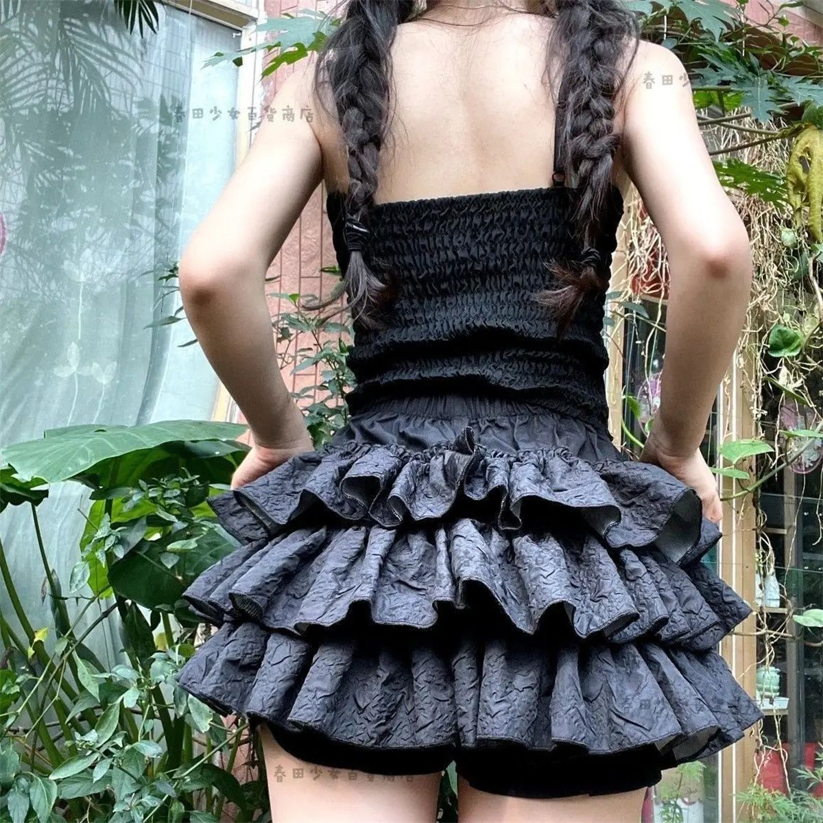 Kawaii Ball Gown Short Skirt Pleated Ruffles Layered High Waist Solid Mini Cake Skirts Lolita Girl Sweet Cute Elastic Waist Y2K