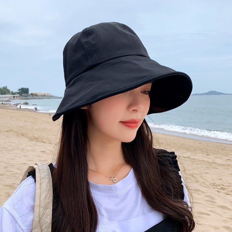 Women Summer Sun Hat Soft Cotton Solid Color Bucket Hats For Girl Lady Outdoor Beach Adjustable Sunshade Fisherman Cap