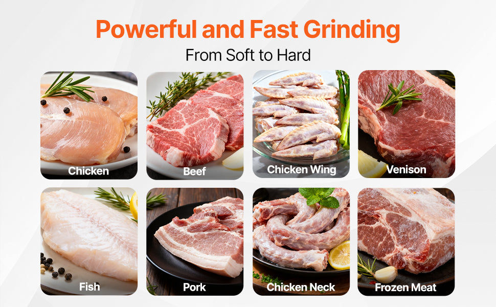 VEVOR Meat Grinder Electric Meat Grinders&Blade Grinding Plate Stainless Steel Commercial for Kitchen Restaurant Butcher Store